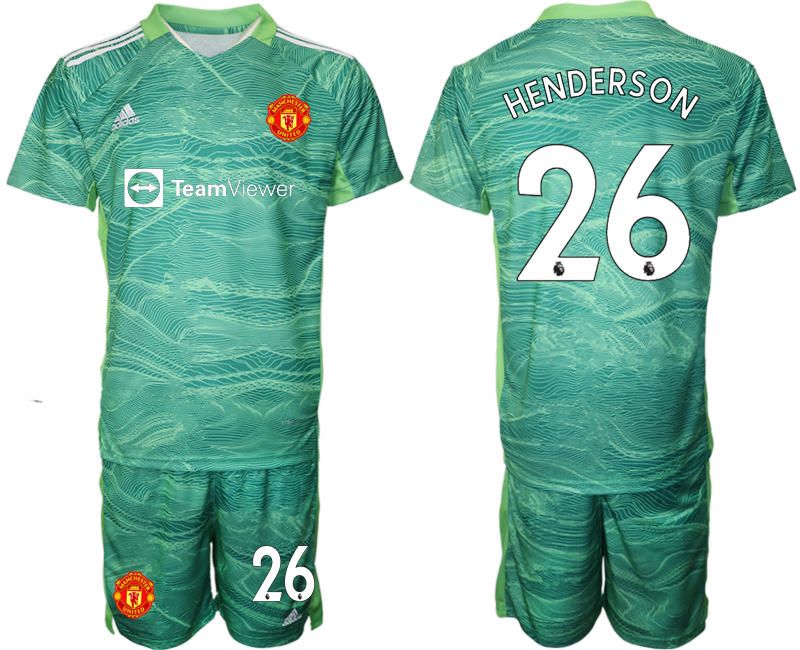 Men 2021-2022 Club Manchester United green goalkeeper #26 Soccer Jersey